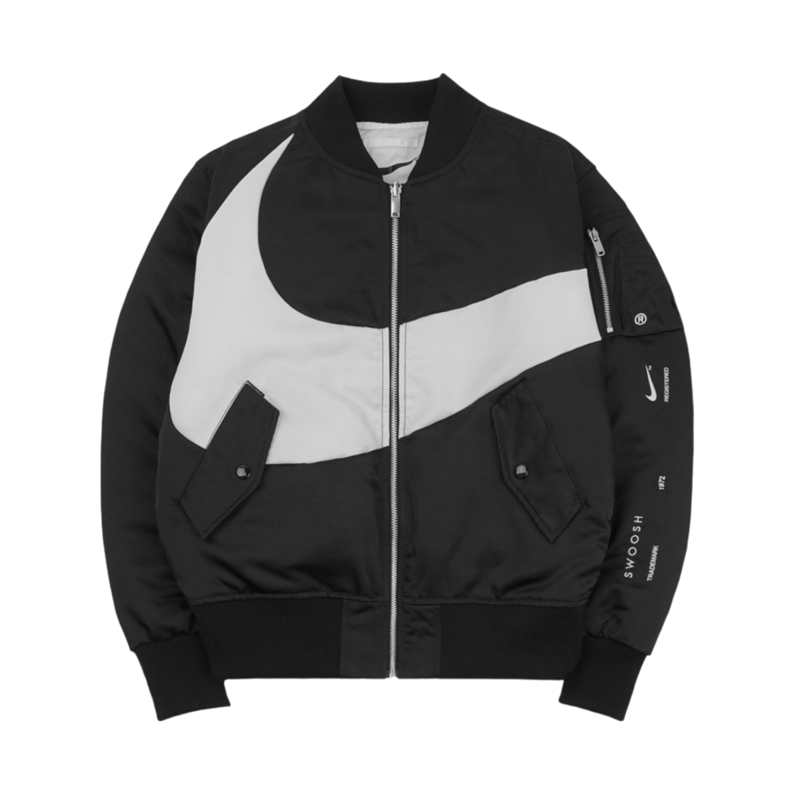 나이키 NSW 스우시 써마핏 봄버 블랙 - 아시아(Nike NSW Swoosh Therma-Fit Bomber Black - Asia)
