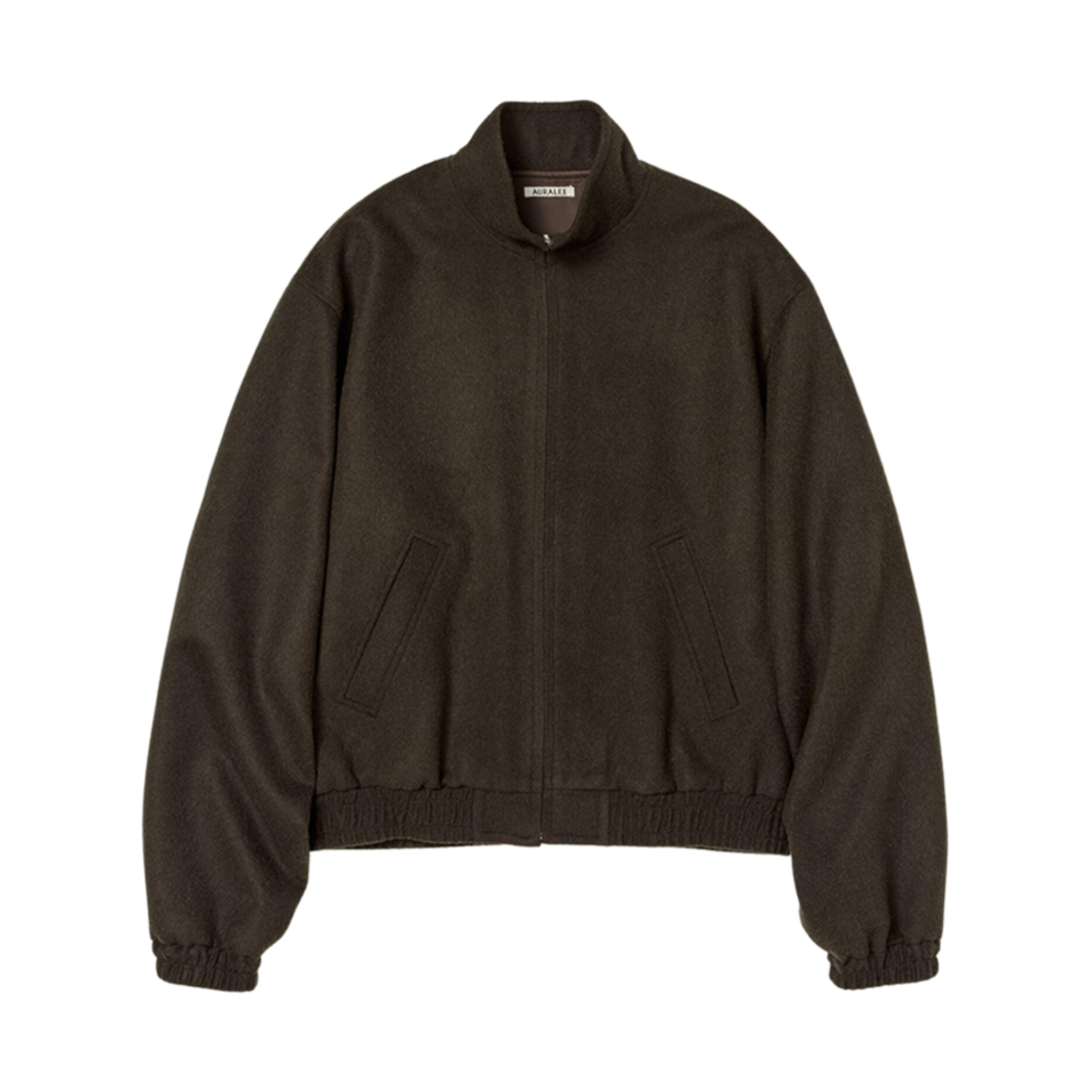 A24AB02BF Auralee Baby Camel Flannel Zip Blouson Dark Brown