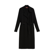(W) S Max Mara Belt Long Knitted Heavy Jacket Black