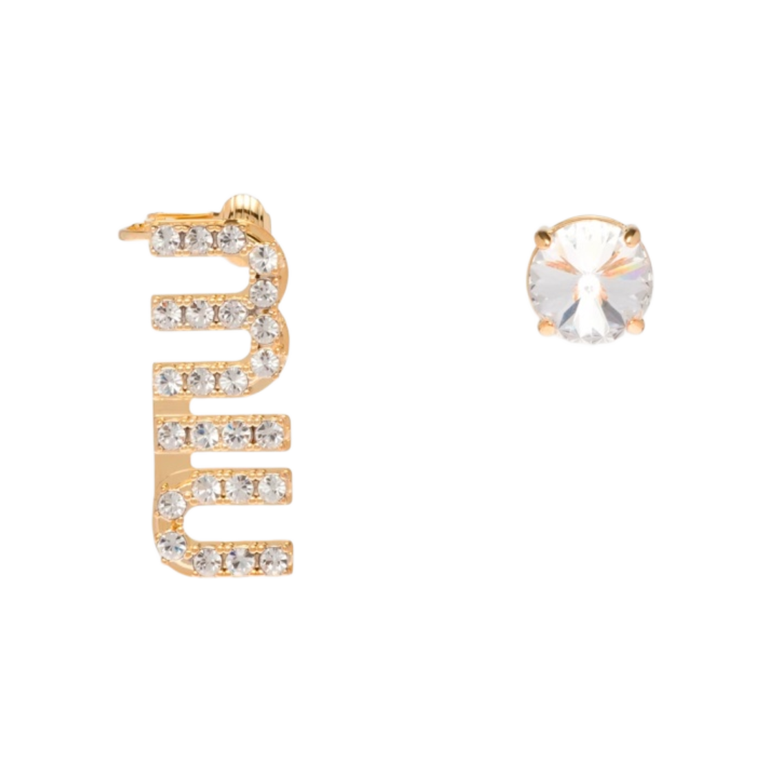 (W) 미우 미우 크리스탈 이어링 골드 크리스탈((W) Miu Miu Crystal Earrings Gold Crystal) - 1