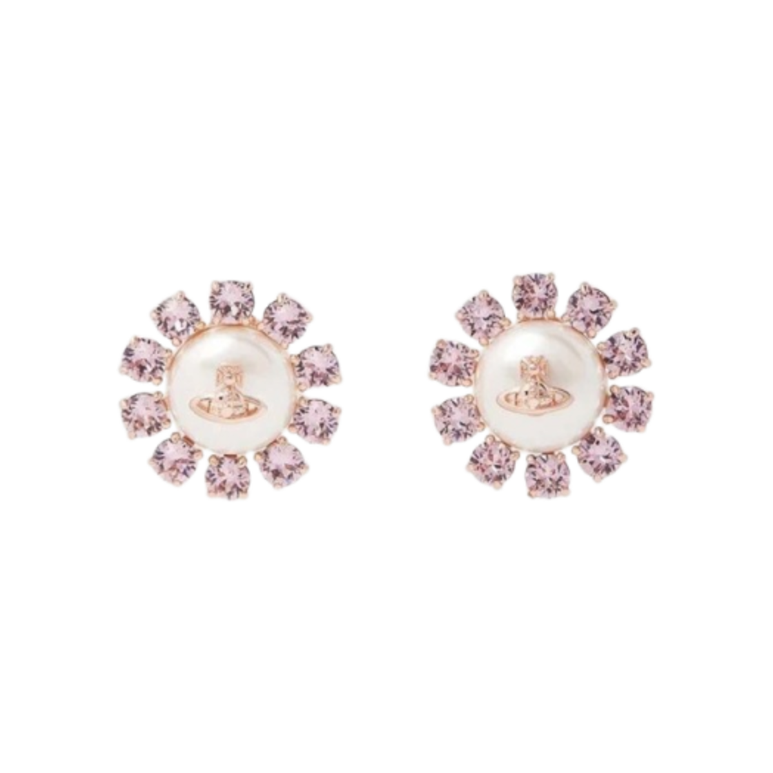 6201031I-02G303-CN (W) Vivienne Westwood Flower Signature Of Earrings Pink
