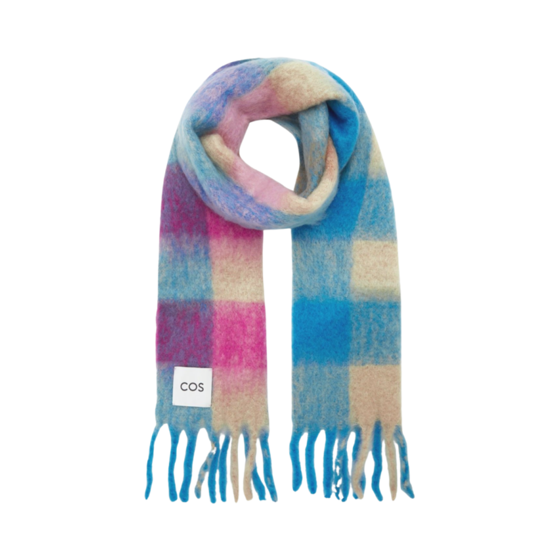 1039791002 COS Oversized Checked Muffler Light Blue