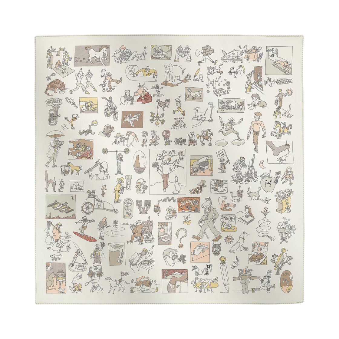 (W) 에르메스 까레 리브레 스카프 70 블랑 그리스((W) Hermes Carres Libre Scarf 70 Blanc Gris)