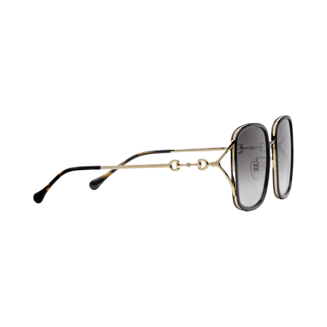(W) 구찌 로우 노즈 브릿지 핏 렉탱귤러 선글라스 샤이니 블랙((W) Gucci Low Nose Bridge Fit Rectangular Sunglasses Shiny Black) - 2