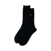 Vivienne Westwood One Point Orb Ribbed Crew Socks Black