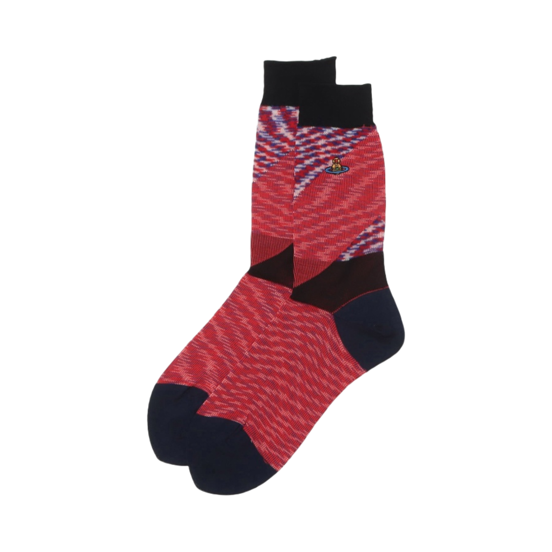 (W) 비비안 웨스트우드 레지멘탈 자카드 크루 삭스 레드((W) Vivienne Westwood Regimental Jacquard Crew Socks Red) - 1