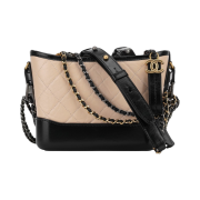 Chanel Gabrielle Small Hobo Bag Aged Calfskin & Gold Beige Black