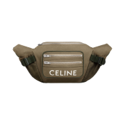 Celine Large Zipped Belt Bag Trekking in Cotton Gabardine with Celine Print Khaki