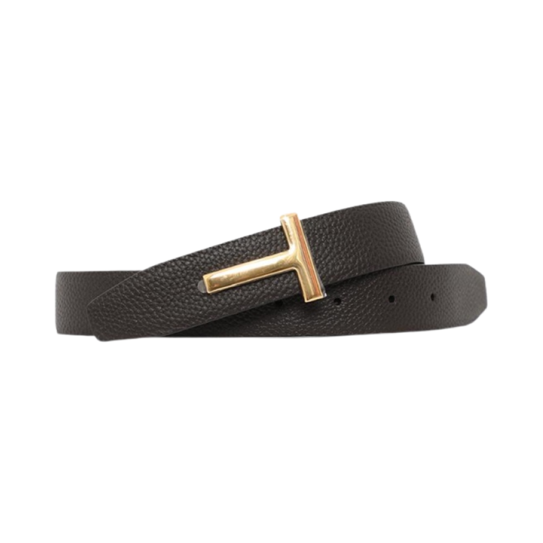TB224-LCL236G-3BN06 Tom Ford Leather Reversible Buckle T Belt Brown Black