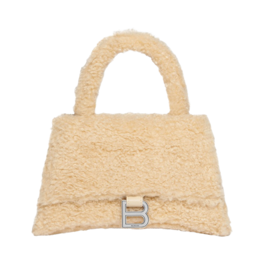 발렌시아가 퍼리 아워글래스 스트랩 스몰 핸드백 베이지(Balenciaga Furry Hourglass Small Handbag with Strap Beige) - 1