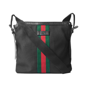Gucci Web Striped Canvas Messenger Bag Black