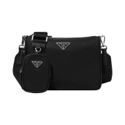 Prada Re-Nylon and Saffiano Leather Shoulder Bag Black