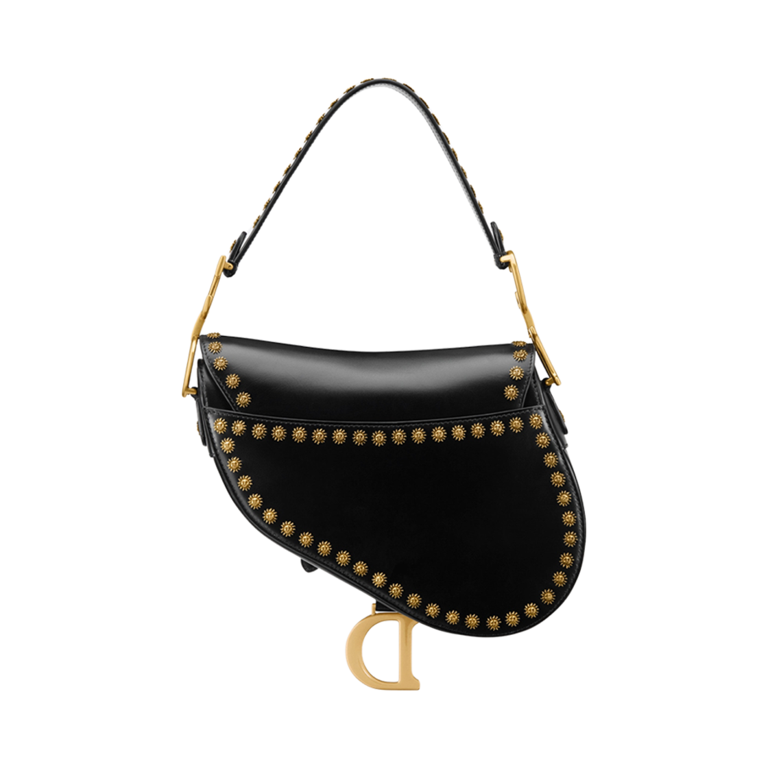 디올 새들 백 스트랩 블랙 골드 피니쉬 썬 스터드(Dior Saddle Bag With Strap Black Gold Finish Sun Studs) - 3