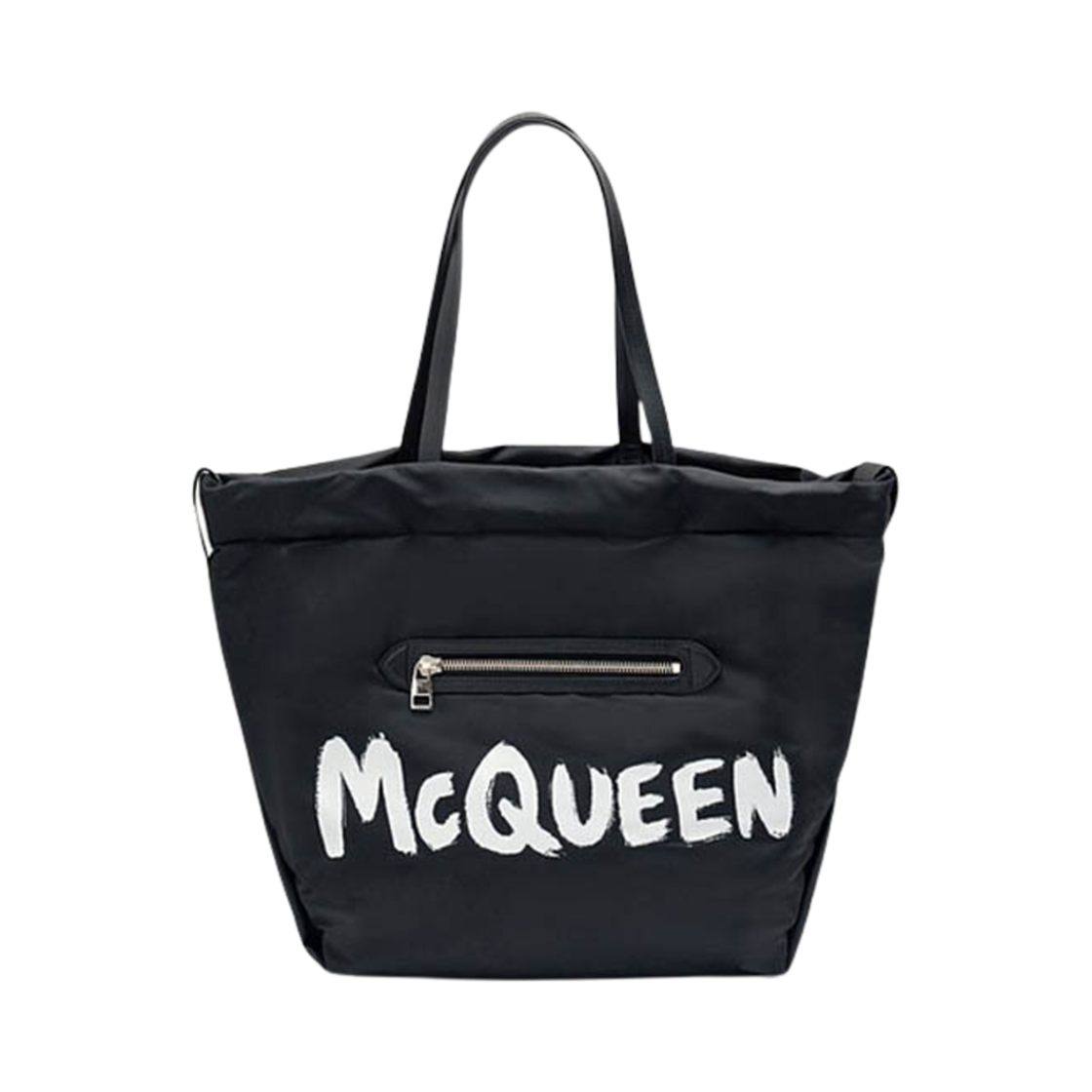 7084381AAI61090 Alexander McQueen Nylon Logo Shoulder Bag Black White