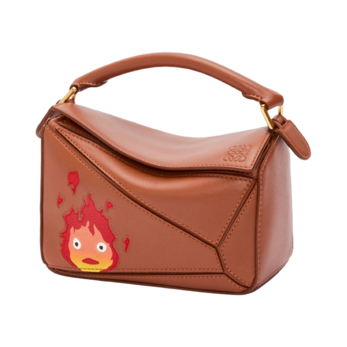 로에베 x 하울의 움직이는 성 캘시퍼 미니 퍼즐백 사틴 카프스킨 러스트(Loewe x Howl's Moving Castle Calcifer Mini Puzzle Bag in Satin Calfskin Rust) - 1