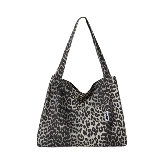STCBLBK SEHR Leopard Twill Cotton Big Bag Black
