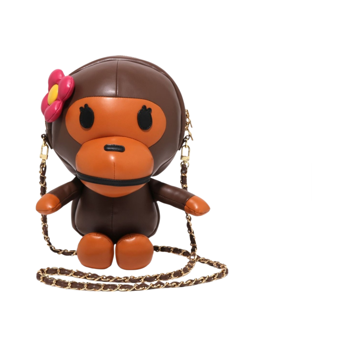 (W) 베이프 베이비 리사 플러시 돌 체인 숄더백 브라운((W) BAPE Baby Lisa Plush Doll Chain Shoulder Bag Brown)