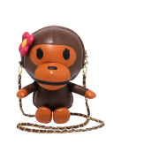 (W) BAPE Baby Lisa Plush Doll Chain Shoulder Bag Brown