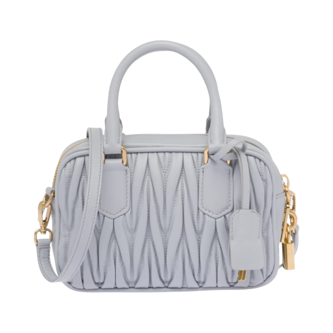 미우 미우 마테라쎄 나파 가죽 탑 핸들백 콘플라워(Miu Miu Matelasse Nappa Leather Top Handle Bag Cornflower) - 3