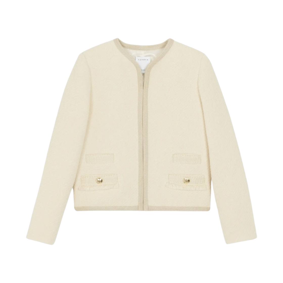 (W) 산드로 더블 S 트위드 자켓 에크루((W) Sandro Double S Tweed jacket Ecru)