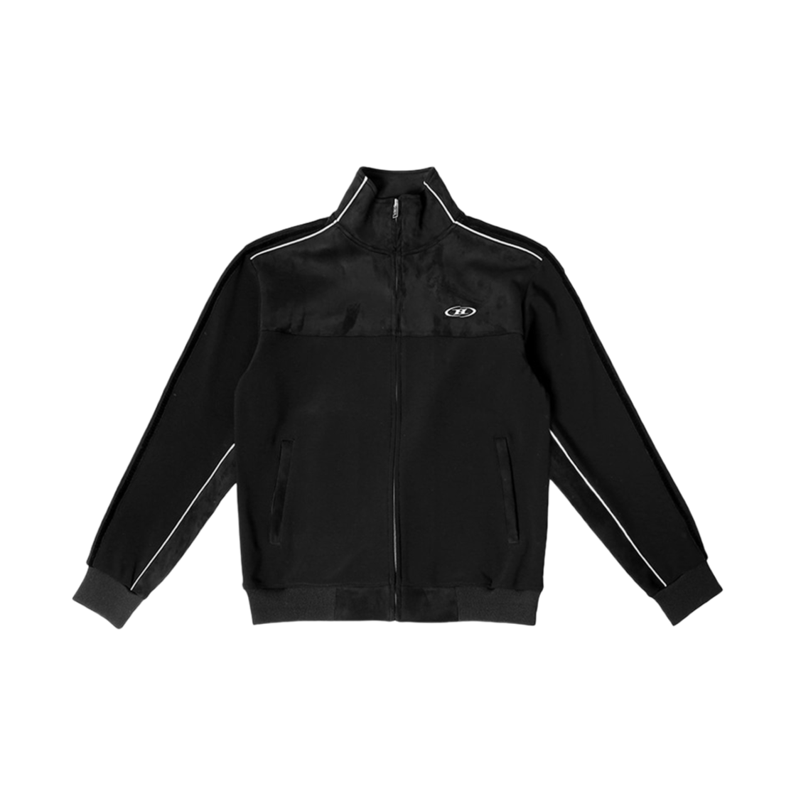 BF3MJK102BK BORN TO WIN Suede Silver Line Jersey Jacket Black