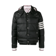 Thom Browne Down Filled Matte Nylon 4-Bar Bomber Jacket Black