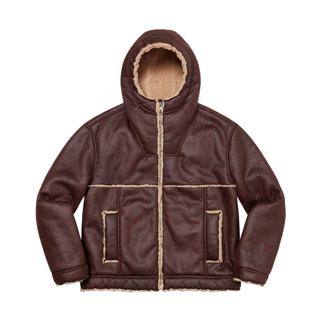 슈프림 포우 셔링 후드 자켓 브릭 - 23SS(Supreme Faux Shearling Hooded Jacket Brick - 23SS) - 1
