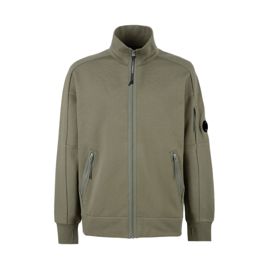 C.P. 컴퍼니 다이애그널 레이즈드 플리스 지퍼 스웨트셔츠 타임 그린 - 22FW(C.P. Company Diagonal Raised Fleece Zipped Sweatshirt Thyme Green - 22FW) - 1