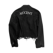 MUCENT Crop Damage Denim Jacket Black