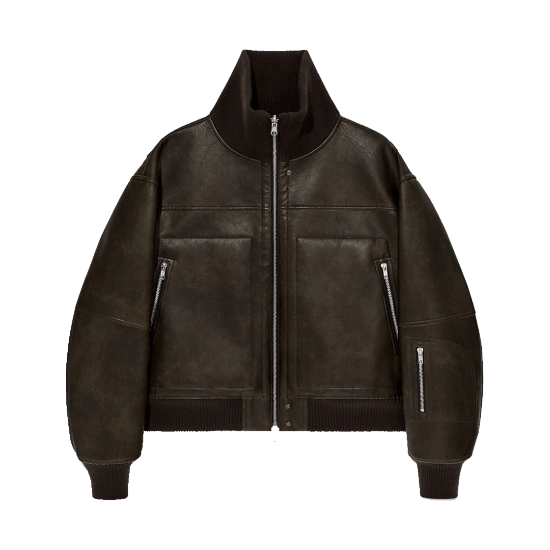 알렌느 하이넥 리버시블 포우 시어링 블루종 브라운(Haleine Highneck Reversible Faux Shearling Blouson Brown (VJ424)) - 1