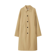 (W) Burberry Long Cotton Blend Car Coat Flax