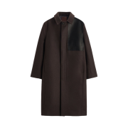 Zara x Studio Nicholson Leather Patch Coat Chocolate Brown