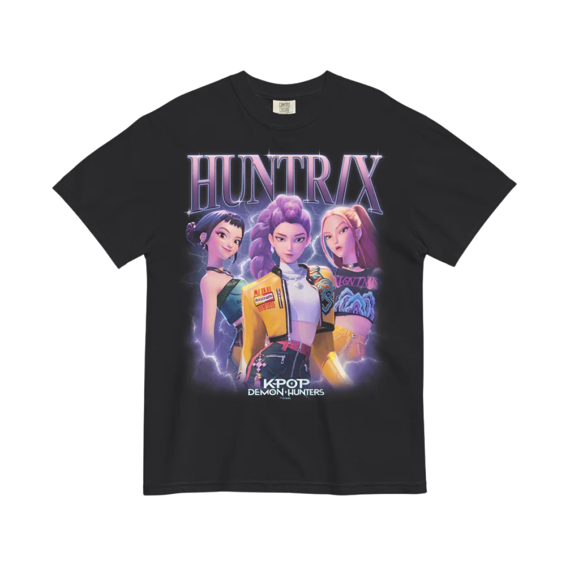 케이팝 데몬 헌터스 헌트릭스 하트트롭 컴포트 컬러스 티셔츠 블랙(KPop Demon Hunters Huntrix Heartthrob Comfort Colors T-Shirt Black) - 1