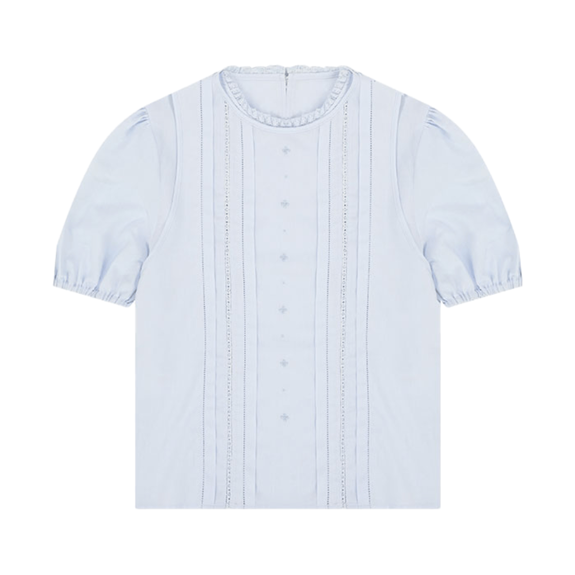 FLETTA-61 FLETTA Double Layered Lace Blouse Skyblue