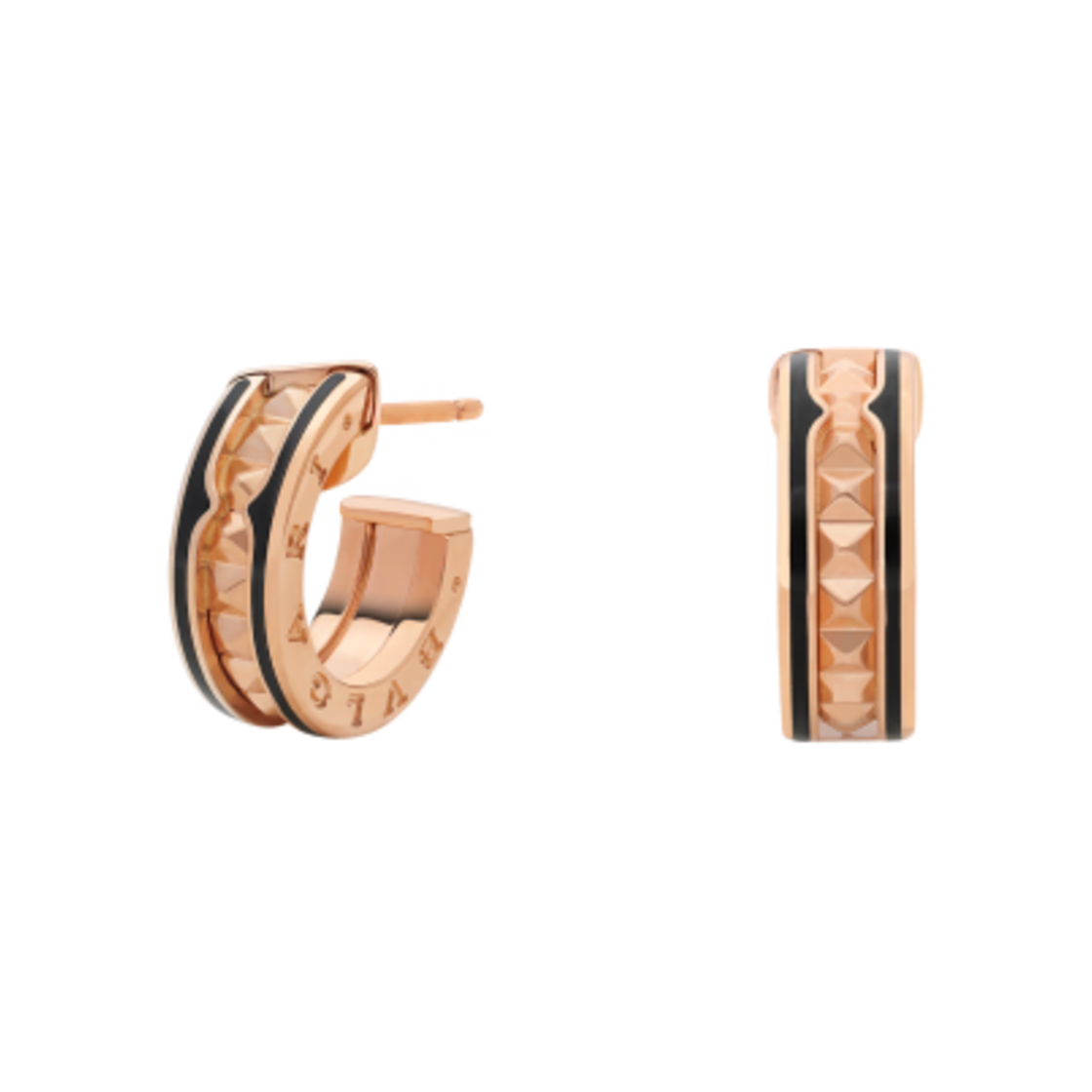 357567 Bulgari B.Zero1 Earrings Rose Gold Black Ceramic