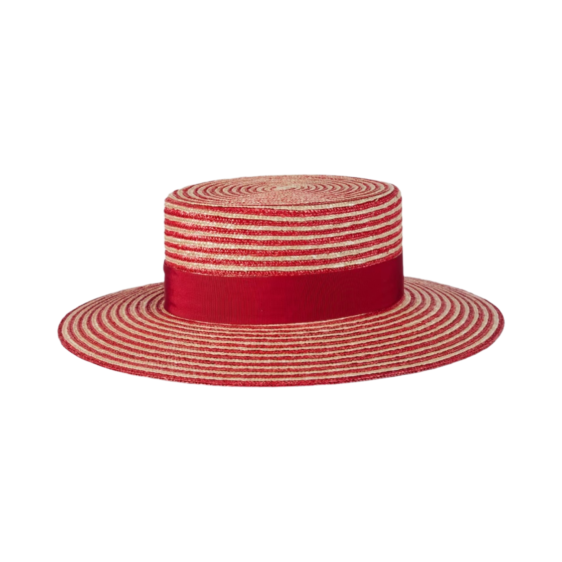 (W) 구찌 스트라이프 라피아 와이드 브림드 햇 베이지 레드((W) Gucci Striped Raffia Wide Brimmed Hat Beige Red) - 1