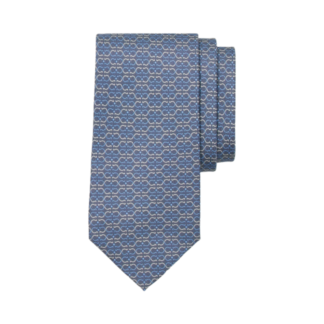 351204-778444 Ferragamo Gancini Print Silk Tie Grey