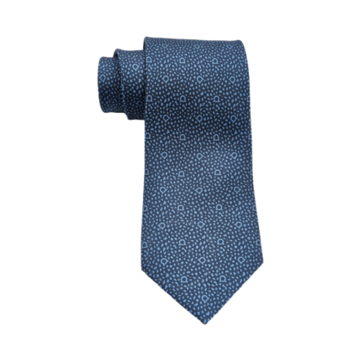 Ferragamo Round Print Silk Tie Blue