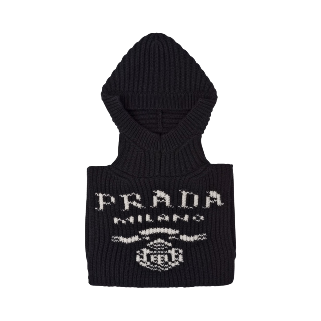 (W) 프라다 캐시미어 니트 스키 후드 블랙