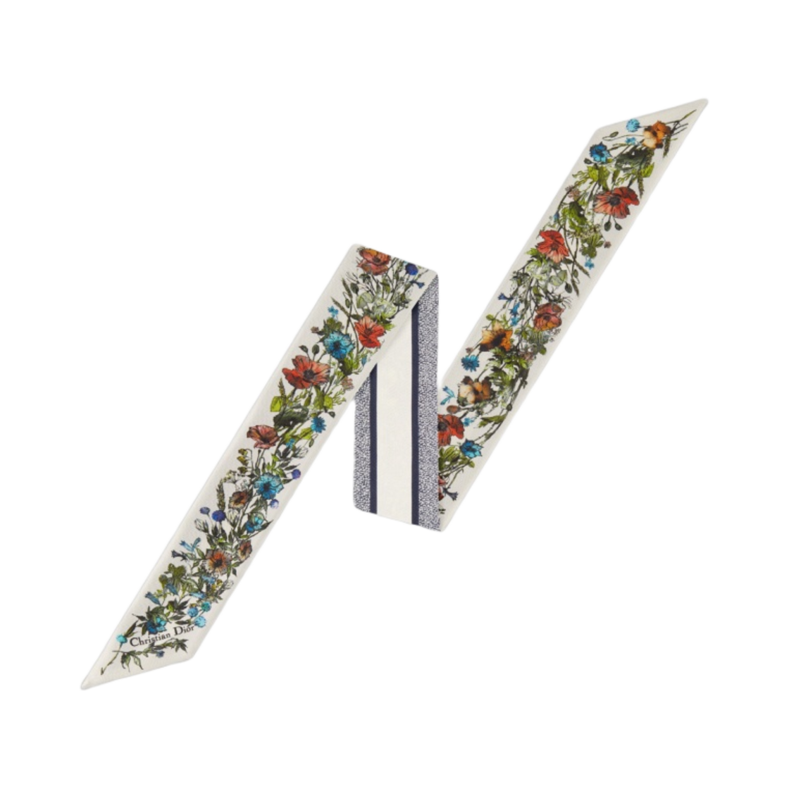 (W) 디올 D-밀레피오리 미차 스카프 화이트 멀티컬러 실크 트윌((W) Dior D-Millefiori Mitzah Scarf White Multicolor Silk Twill) - 1