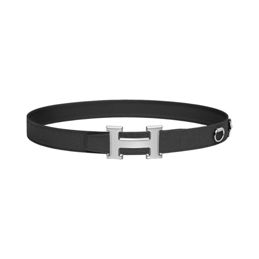 Hermes H Belt Buckle & Reversible Leather Strap 32mm &  Silver Noir