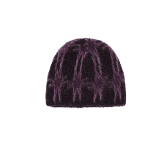CK24AMAC03PP Cost Per Kilo Star Checked Angora Beanie Purple
