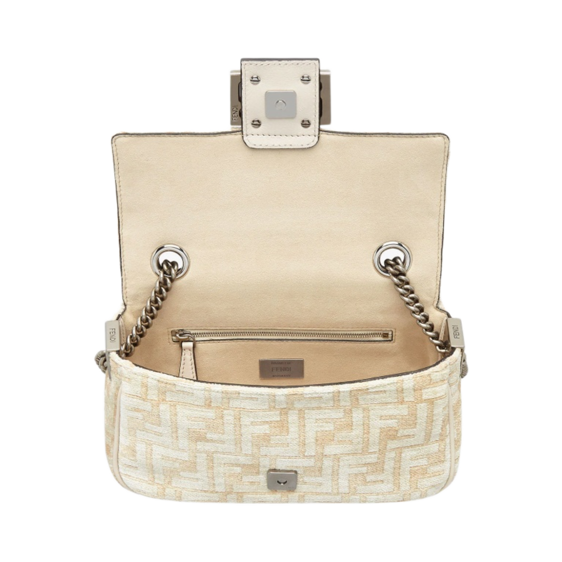 펜디 바게트 체인 미디 FF 테피스트리 패브릭백 화이트(Fendi Baguette Chain Midi FF Tapestry Fabric Bag White) - 4