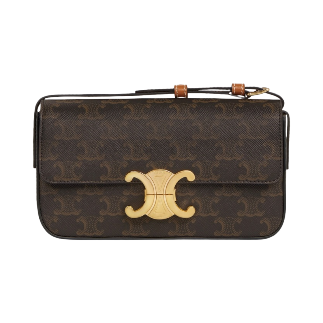 194142CUZ-04LU Celine Shoulder Bag Claude in Triomphe Canvas Calfskin Tan - 대표 이미지 #1