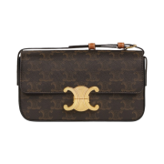 Celine Shoulder Bag Claude in Triomphe Canvas Calfskin Tan