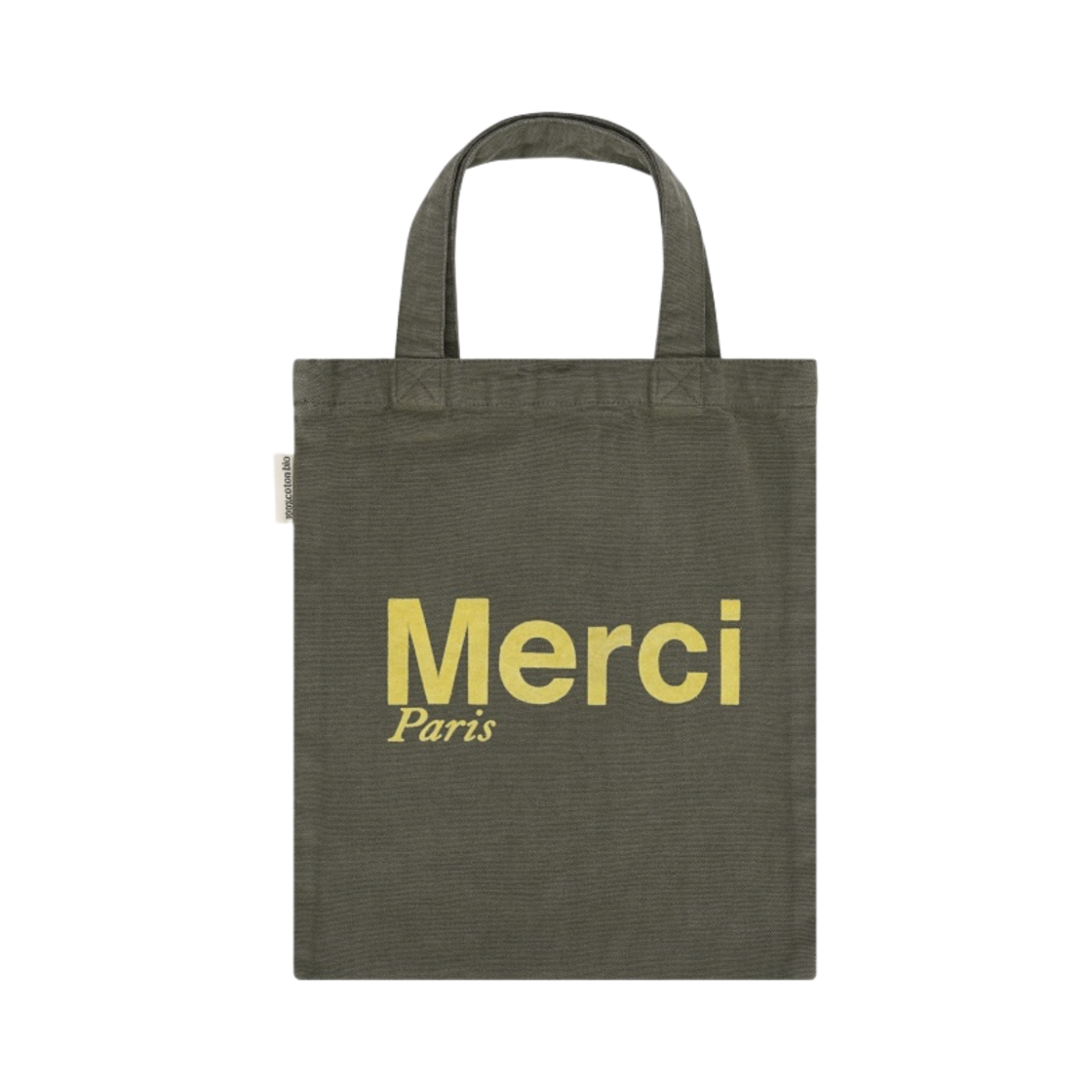 메르시 코튼 토트백 미니 카키 옐로우(Merci Cotton Tote Bag Mini Khaki Yellow)