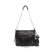 Balenciaga Arena Lambskin Aged Silver Hardware Le Cagole Medium Messenger Bag Black