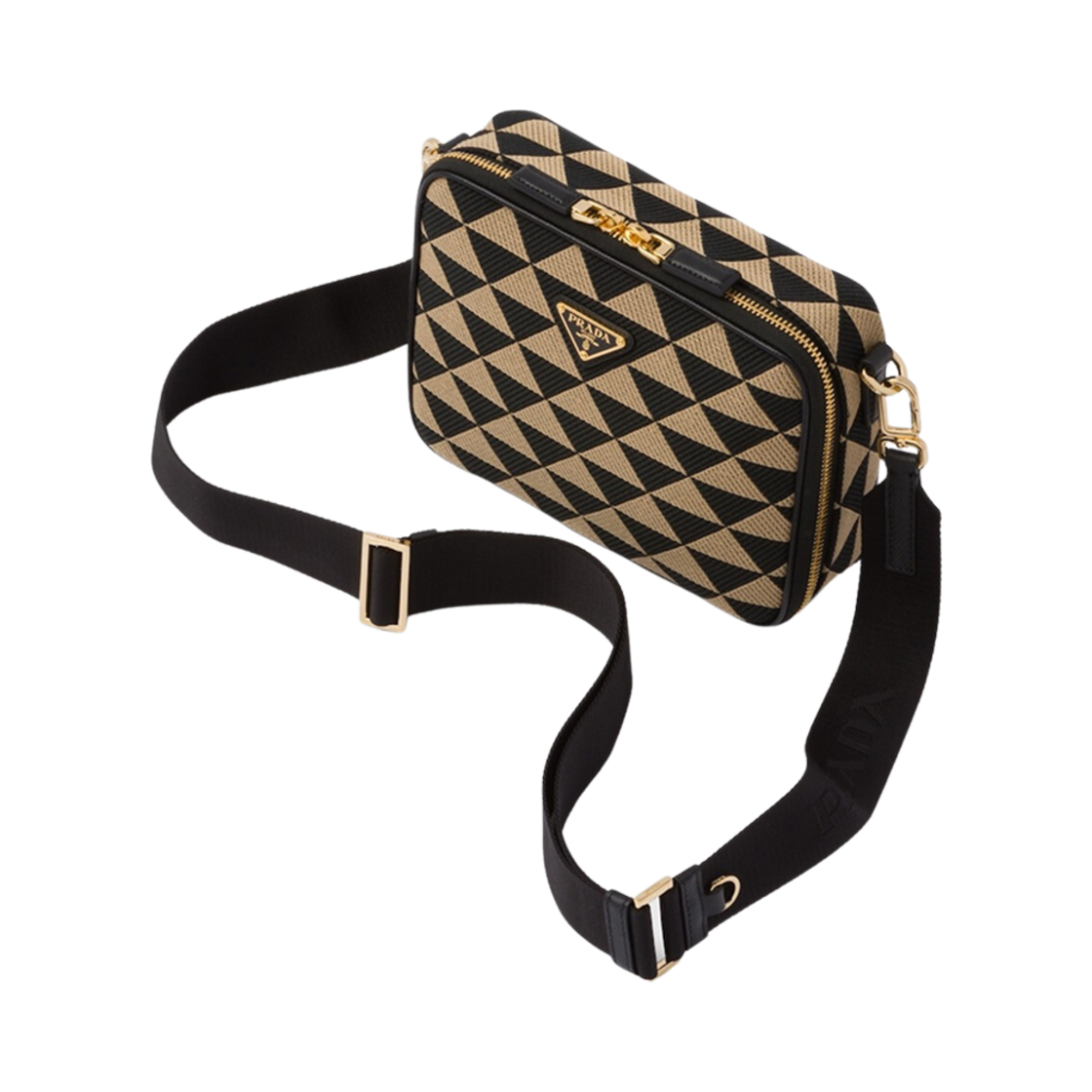 프라다 심볼 자수 패브릭 백 블랙 베이지(Prada Symbole Embroidered Fabric Bag Black Beige) - 3