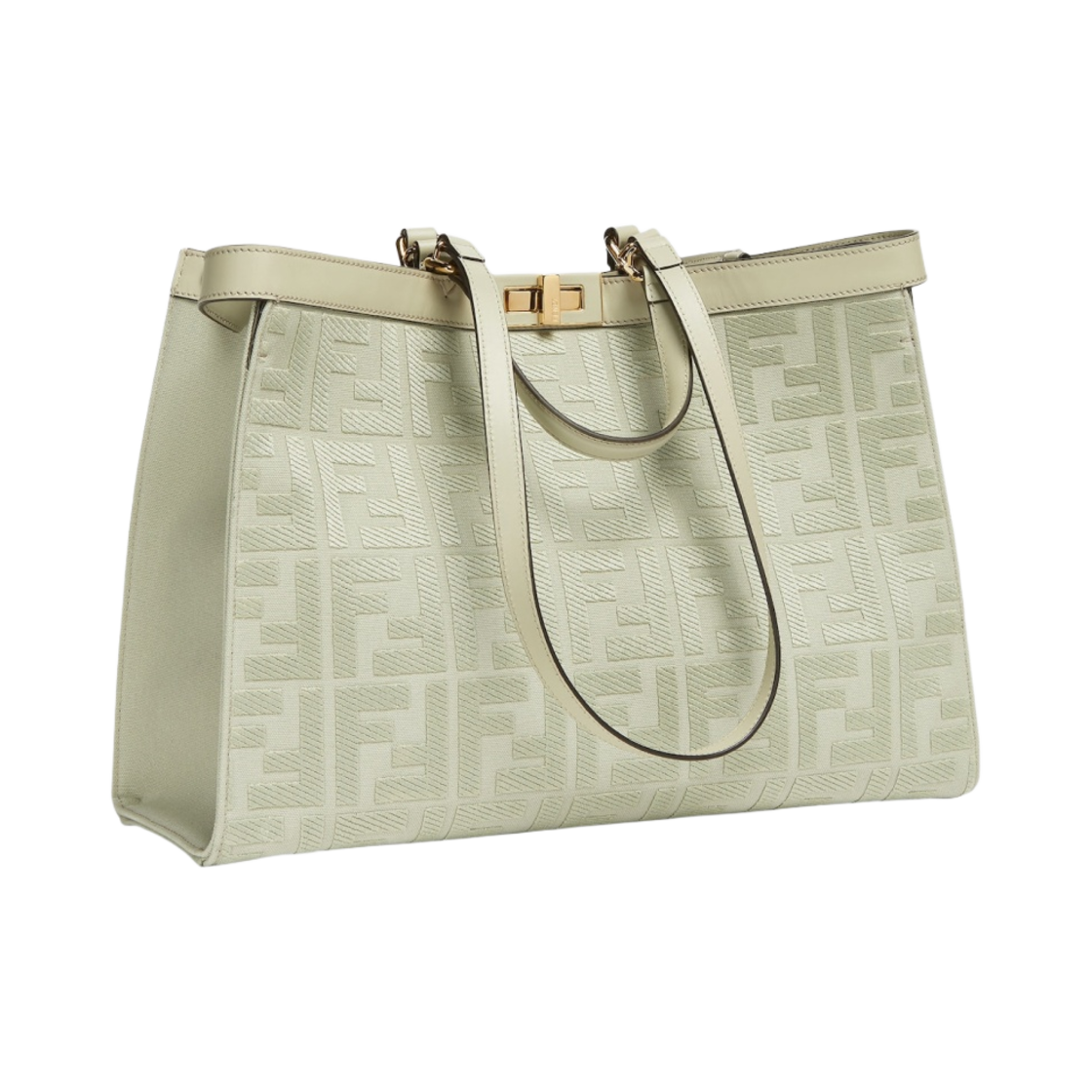 펜디 X-토트백 FF 자수 캔버스 쇼퍼 그린(Fendi X-Tote Bag Canvas Shopper with FF Embroidery Green) - 2