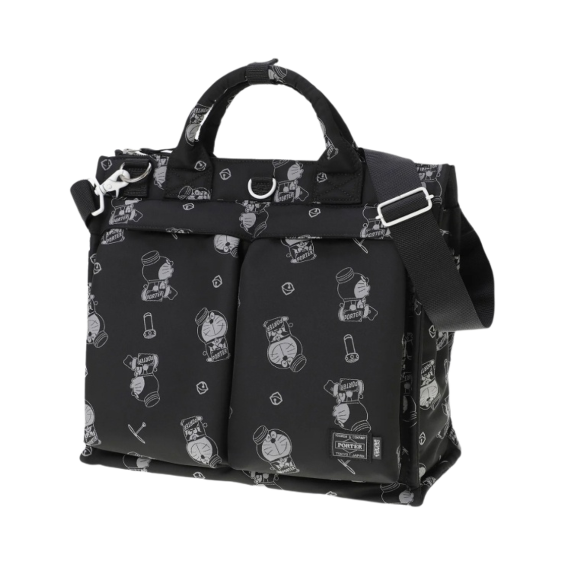포터 x 도라에몽 투웨이 토트백 블랙 (오리지널 캔 뱃지 포함)(Porter x Doraemon 2Way Tote Bag Black (With Original Can Badge))